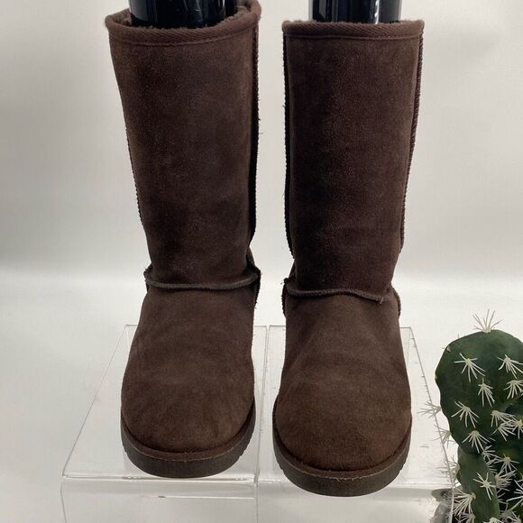 DREAM PAIRS High-top Winter Snow Boots Slip-On Leather Faux Lined Brown 10 - Picture 5 of 13